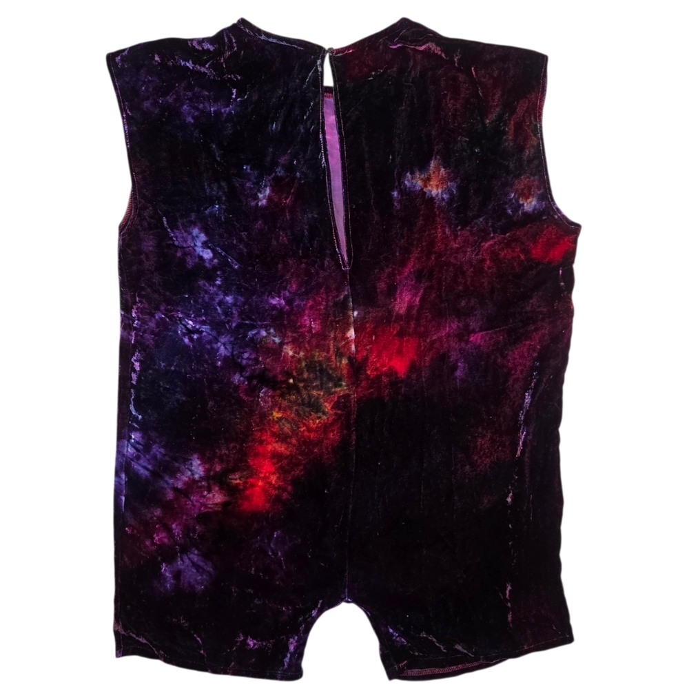 Free People Riverside Velvet Romper Purple Tie Dye Silk Blend Boho Small NWT - Picture 10 of 13